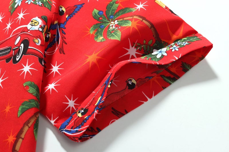 SSLR Mens Christmas Vacation Shirt Short Sleeve Christmas Hawaiian Shirts for Men (Small, Red) - Image 5